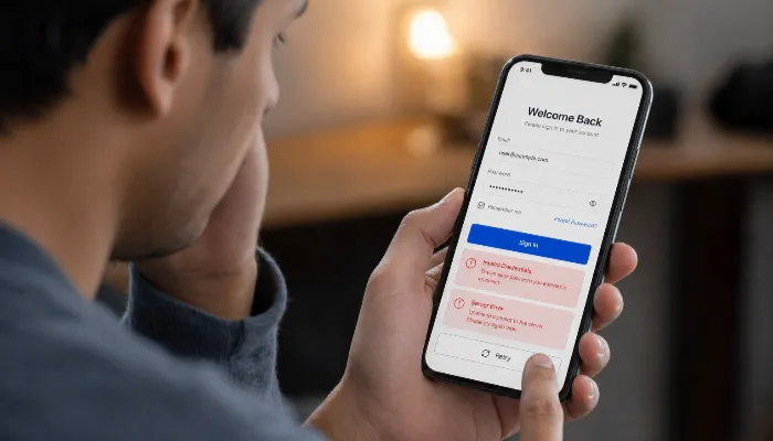 lotus365 login error messages invalid credentials server error