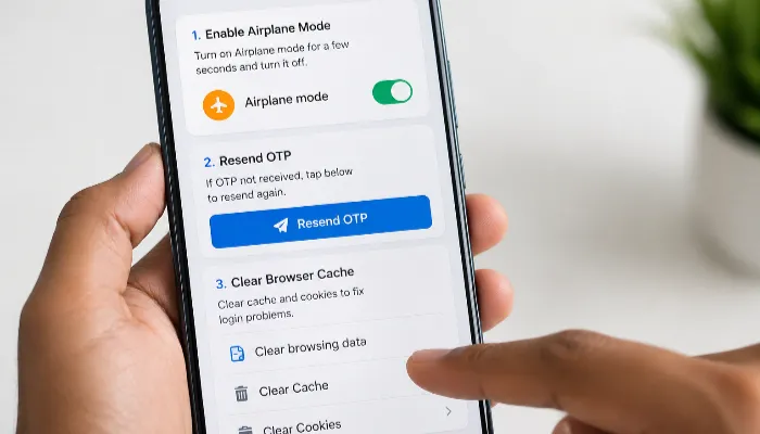 Steps to fix Lotus365 OTP issue using airplane mode and resend option