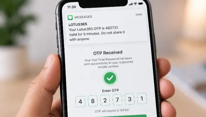 Lotus365 OTP not received issue fixed with successful OTP message