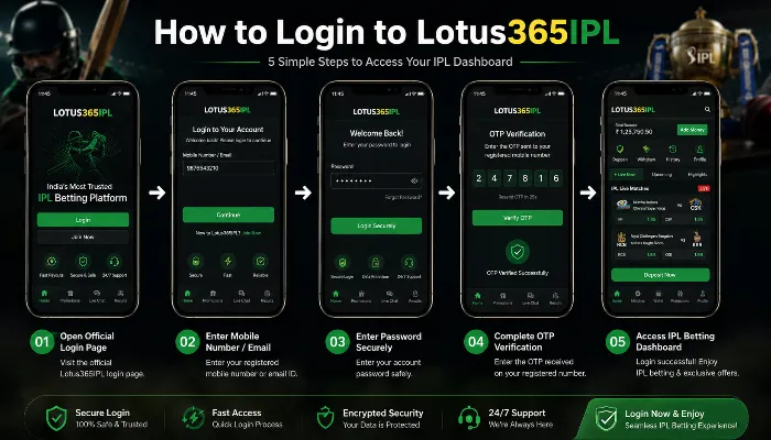 Step-by-step Lotus365IPL login process on mobile device