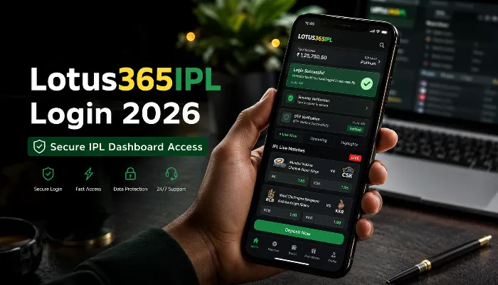 Lotus365IPL login dashboard displayed on a premium mobile betting app interface